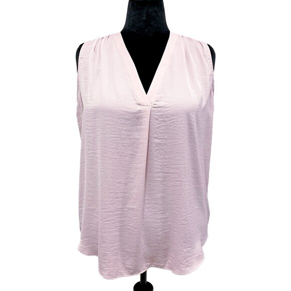 Blush-Colored V-Neck Rumple Blouse — Vince Camuto Women's 1X - Picture 5 of 12